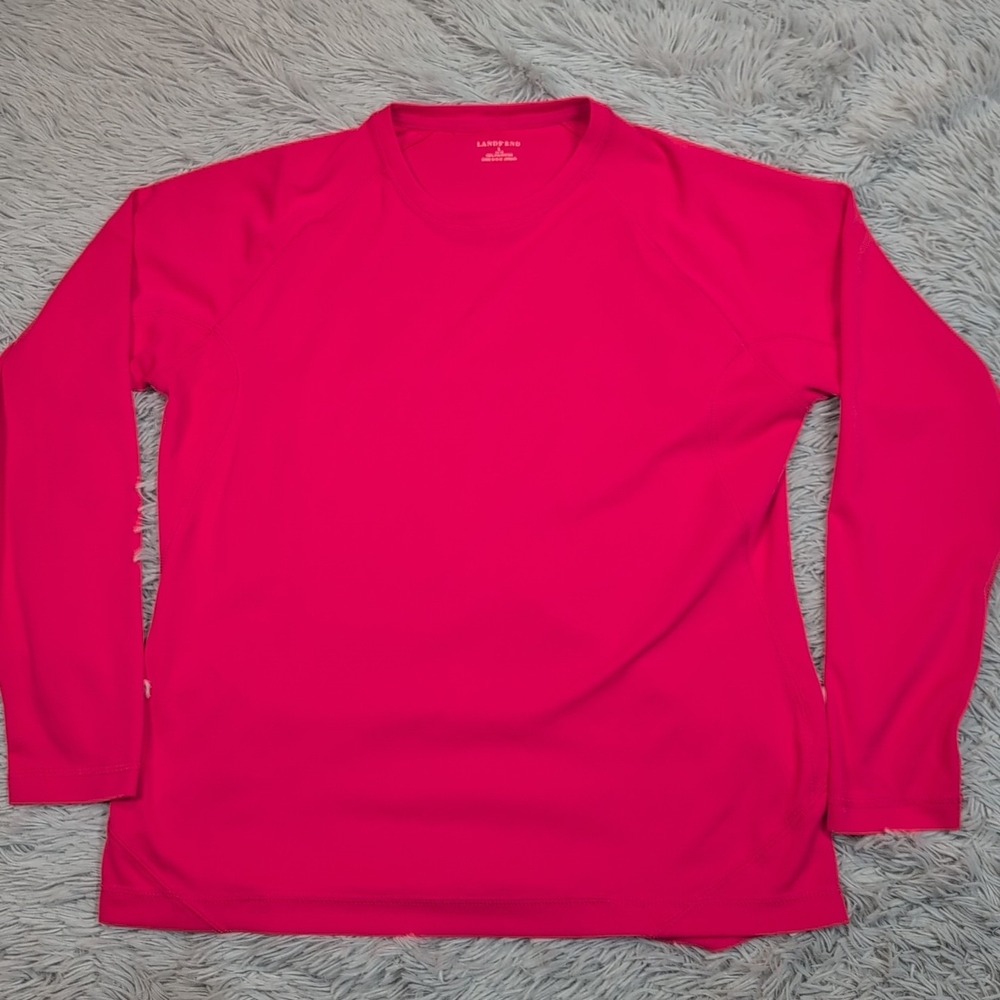 Lands End Shirt Womens‎ L Pink Athletic Casual Active Wear Stretch Comfort